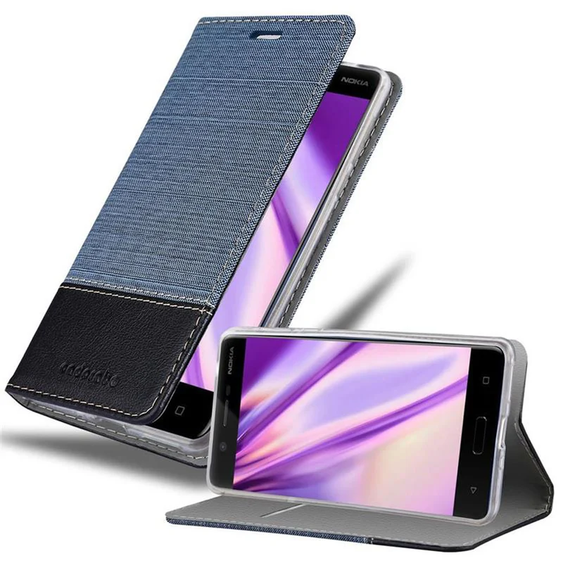 Cadorabo Hülle kompatibel mit Nokia 5 2017 Schutzhülle mit Magnetverschluss, Standfunktion und Kartenfach
