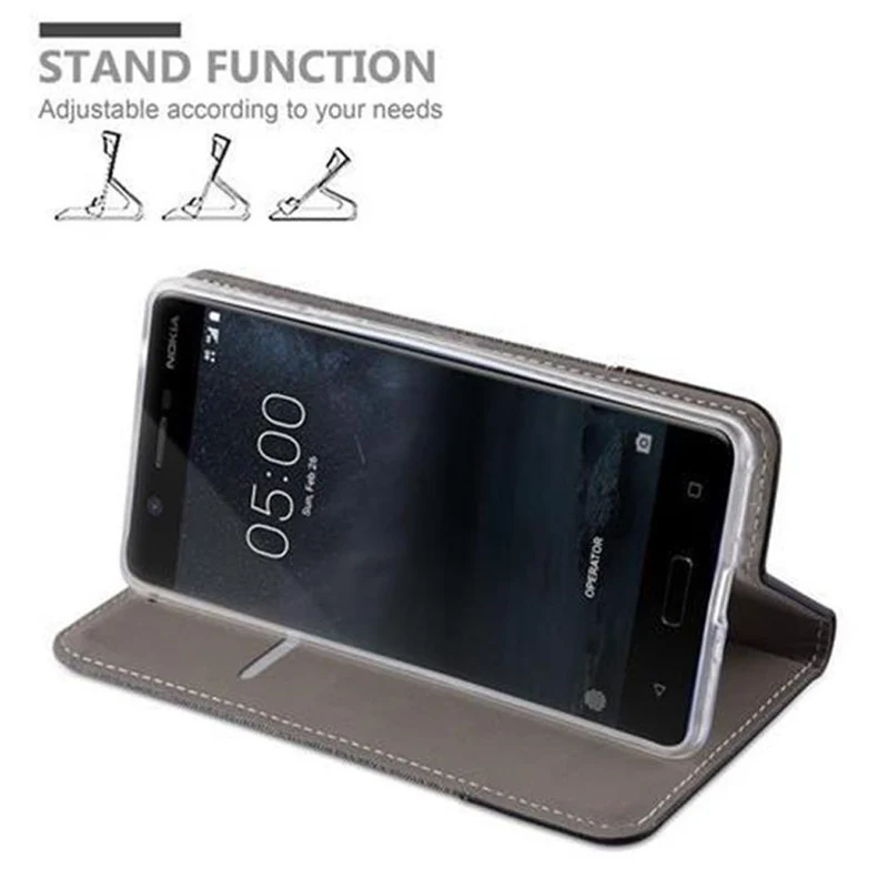 Cadorabo Hülle kompatibel mit Nokia 5 2017 Schutzhülle mit Magnetverschluss, Standfunktion und Kartenfach