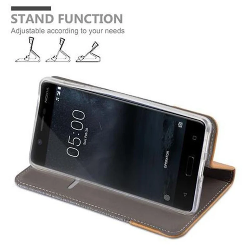 Cadorabo Hülle kompatibel mit Nokia 5 2017 Schutzhülle mit Magnetverschluss, Standfunktion und Kartenfach