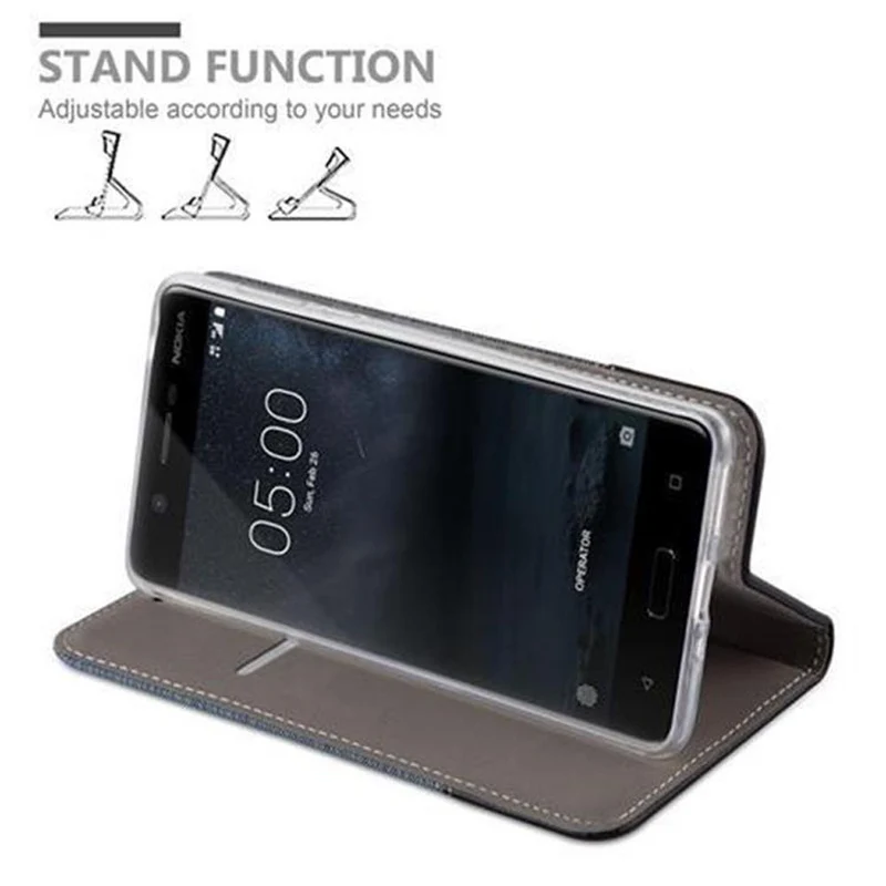 Cadorabo Hülle kompatibel mit Nokia 5 2017 Schutzhülle mit Magnetverschluss, Standfunktion und Kartenfach