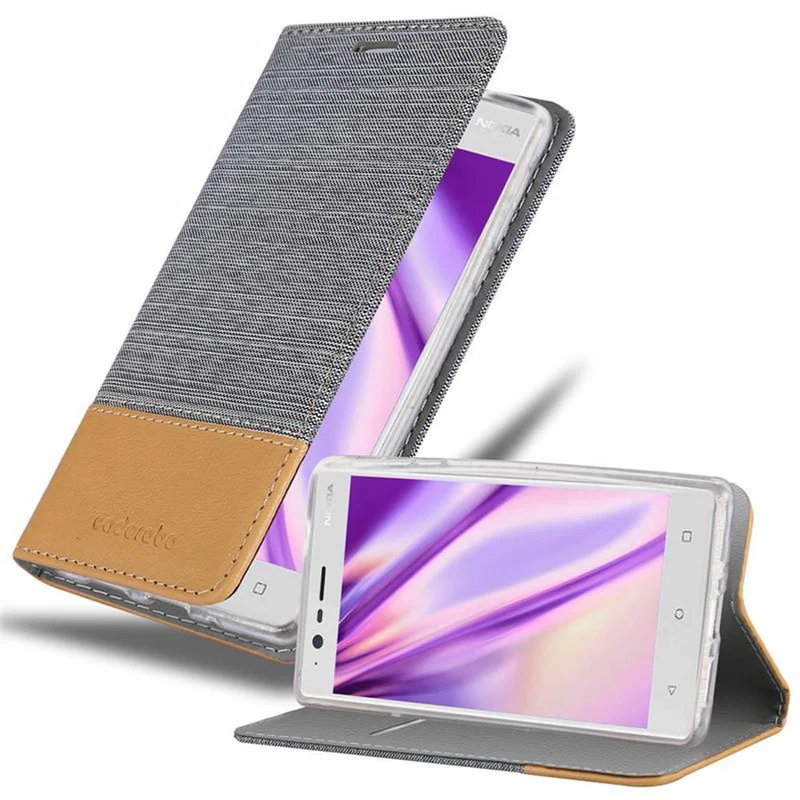 Cadorabo Hülle kompatibel mit Nokia 3 2017 Schutzhülle mit Magnetverschluss, Standfunktion und Kartenfach