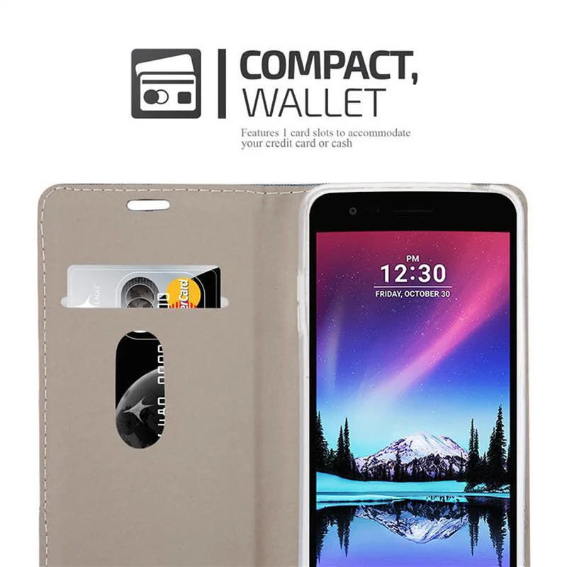 Cadorabo Hülle kompatibel mit LG K4 2017 Schutzhülle mit Magnetverschluss, Standfunktion und Kartenfach