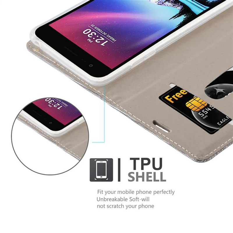 Cadorabo Hülle kompatibel mit LG K4 2017 Schutzhülle mit Magnetverschluss, Standfunktion und Kartenfach