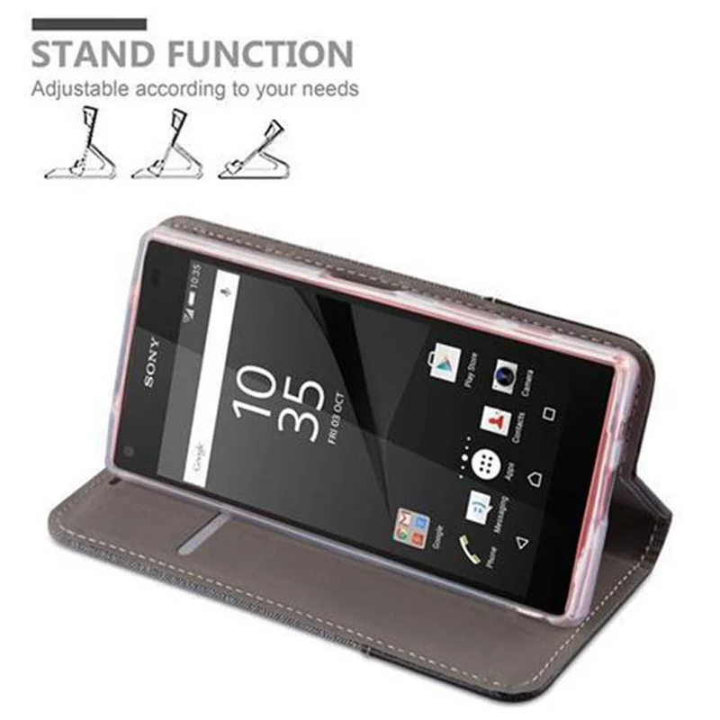 Cadorabo Hülle kompatibel mit Sony Xperia Z5 COMPACT Schutzhülle mit Magnetverschluss, Standfunktion und Kartenfach