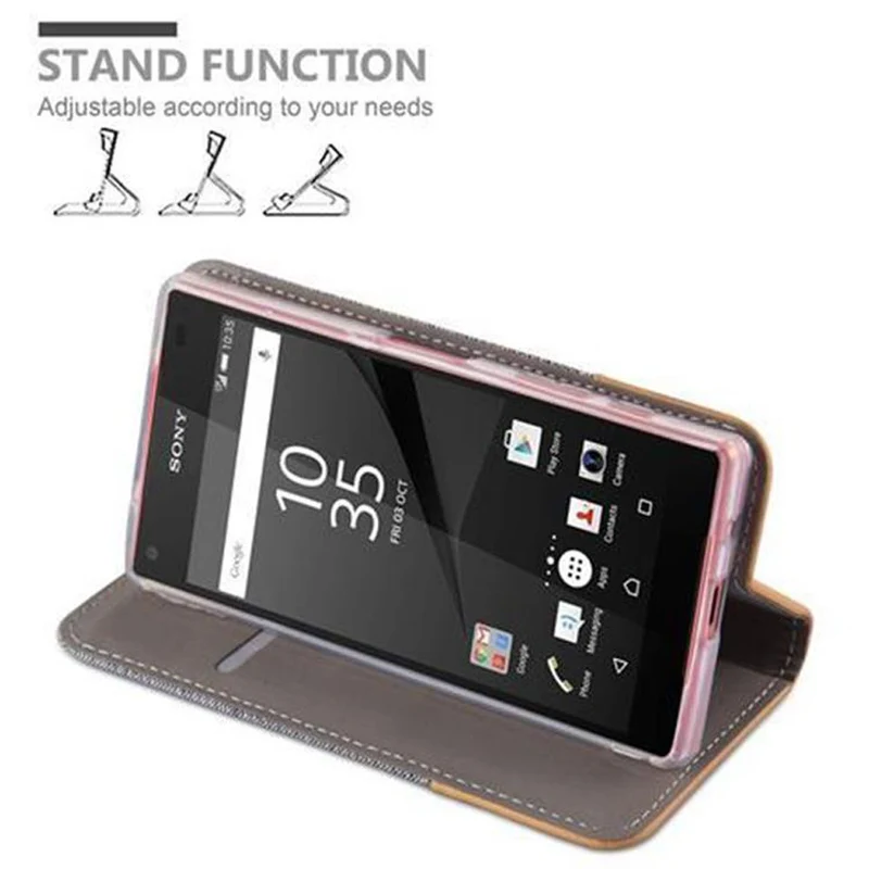 Cadorabo Hülle kompatibel mit Sony Xperia Z5 COMPACT Schutzhülle mit Magnetverschluss, Standfunktion und Kartenfach