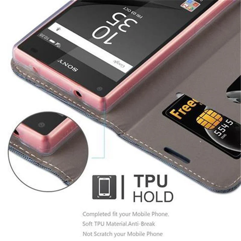 Cadorabo Hülle kompatibel mit Sony Xperia Z5 COMPACT Schutzhülle mit Magnetverschluss, Standfunktion und Kartenfach