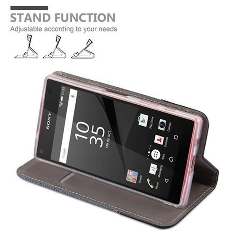 Cadorabo Hülle kompatibel mit Sony Xperia Z5 COMPACT Schutzhülle mit Magnetverschluss, Standfunktion und Kartenfach