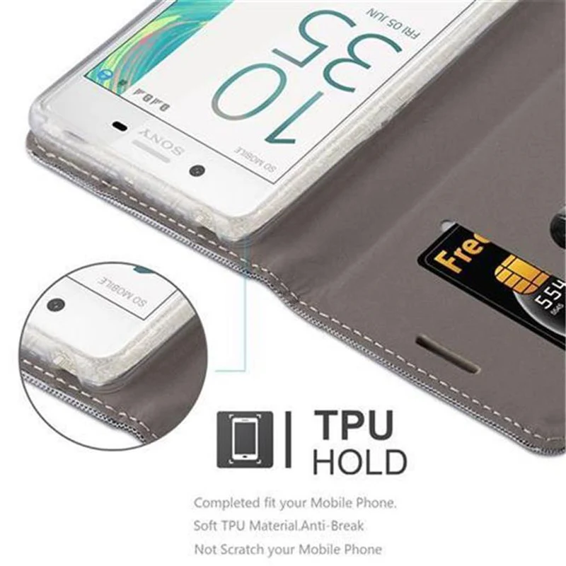 Cadorabo Hülle kompatibel mit Sony Xperia X Schutzhülle mit Magnetverschluss, Standfunktion und Kartenfach