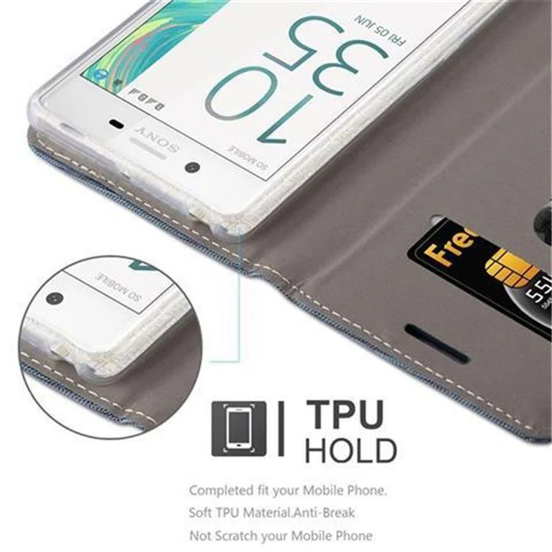 Cadorabo Hülle kompatibel mit Sony Xperia X Schutzhülle mit Magnetverschluss, Standfunktion und Kartenfach