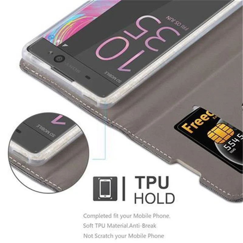 Cadorabo Hülle kompatibel mit Sony Xperia XA Schutzhülle mit Magnetverschluss, Standfunktion und Kartenfach