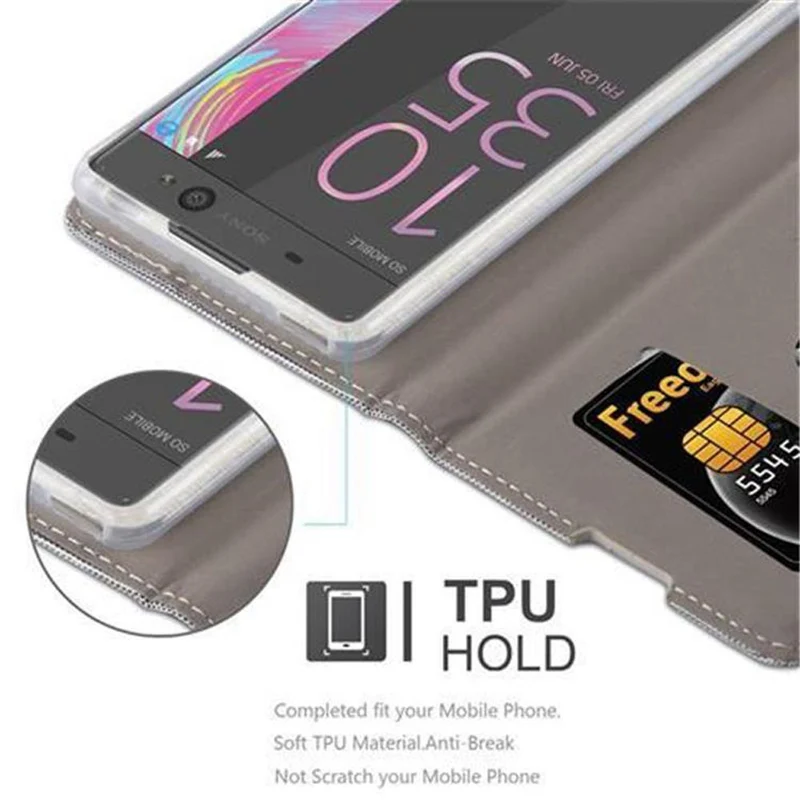Cadorabo Hülle kompatibel mit Sony Xperia XA Schutzhülle mit Magnetverschluss, Standfunktion und Kartenfach