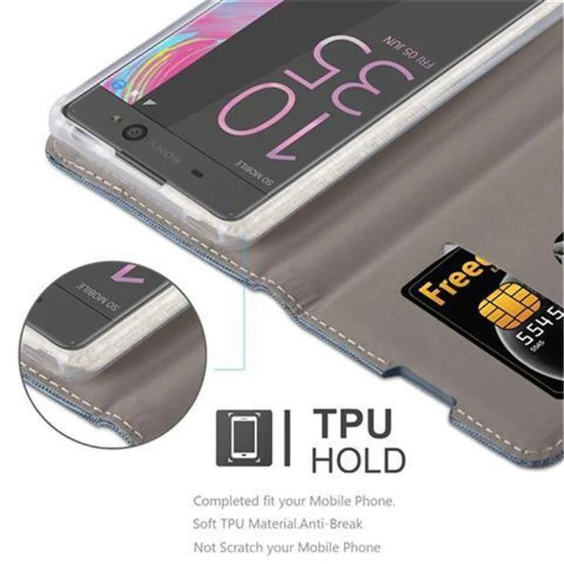Cadorabo Hülle kompatibel mit Sony Xperia XA Schutzhülle mit Magnetverschluss, Standfunktion und Kartenfach