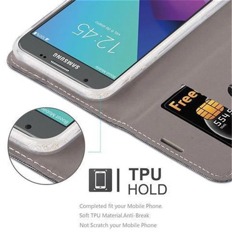 Cadorabo Hülle kompatibel mit Samsung Galaxy J7 2017 US Version Schutzhülle mit Magnetverschluss, Standfunktion und Kartenfach