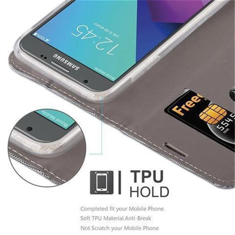 Cadorabo Hülle kompatibel mit Samsung Galaxy J7 2017 US Version Schutzhülle mit Magnetverschluss, Standfunktion und Kartenfach