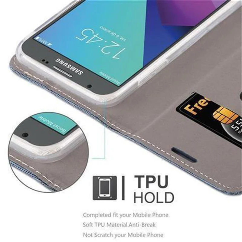 Cadorabo Hülle kompatibel mit Samsung Galaxy J5 2017 US Version Schutzhülle mit Magnetverschluss, Standfunktion und Kartenfach
