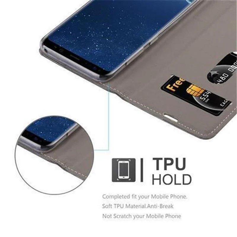 Cadorabo Hülle kompatibel mit Samsung Galaxy S8 PLUS Schutzhülle mit Magnetverschluss, Standfunktion und Kartenfach