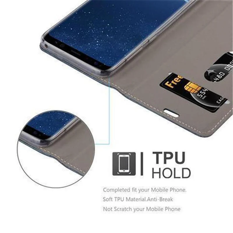 Cadorabo Hülle kompatibel mit Samsung Galaxy S8 PLUS Schutzhülle mit Magnetverschluss, Standfunktion und Kartenfach