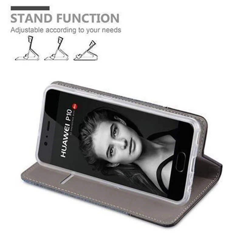 Cadorabo Hülle kompatibel mit Huawei P10 PLUS Schutzhülle mit Magnetverschluss, Standfunktion und Kartenfach