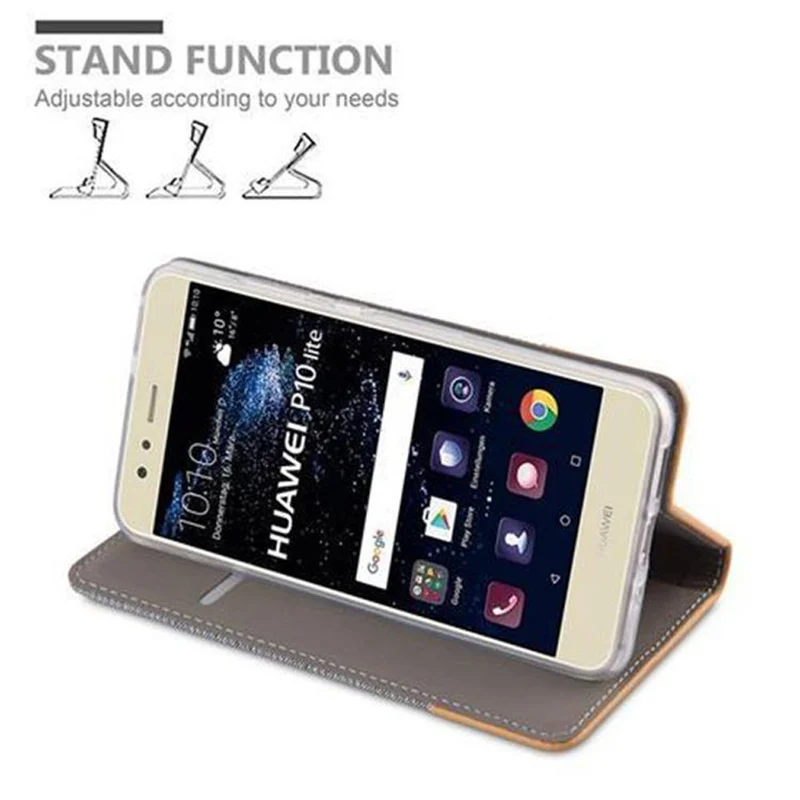 Cadorabo Hülle kompatibel mit Huawei P10 LITE Schutzhülle mit Magnetverschluss, Standfunktion und Kartenfach