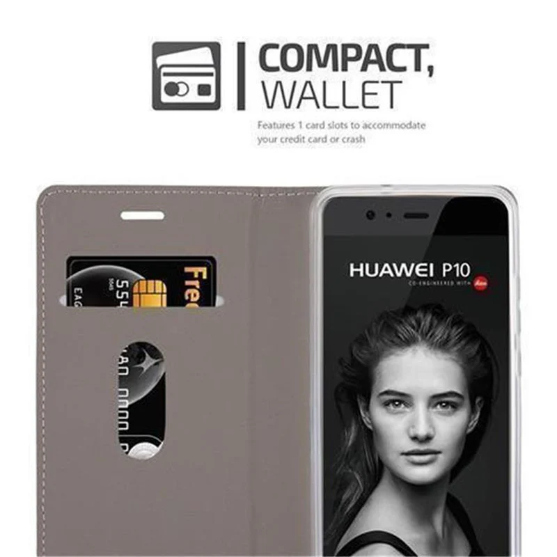 Cadorabo Hülle kompatibel mit Huawei P10 Schutzhülle mit Magnetverschluss, Standfunktion und Kartenfach