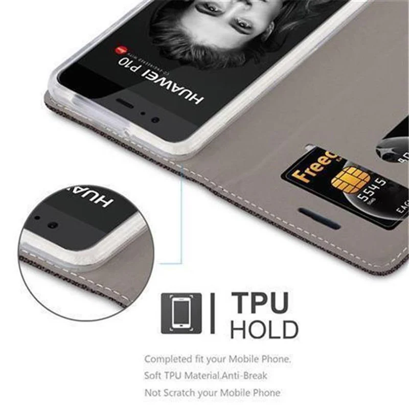 Cadorabo Hülle kompatibel mit Huawei P10 Schutzhülle mit Magnetverschluss, Standfunktion und Kartenfach