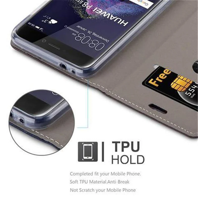 Cadorabo Hülle kompatibel mit Huawei P8 LITE 2017 / P9 LITE 2017 Schutzhülle mit Magnetverschluss, Standfunktion und Kartenfach