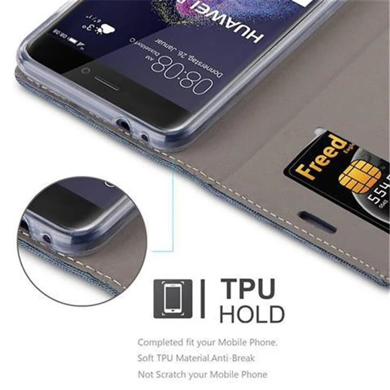 Cadorabo Hülle kompatibel mit Huawei P8 LITE 2017 / P9 LITE 2017 Schutzhülle mit Magnetverschluss, Standfunktion und Kartenfach