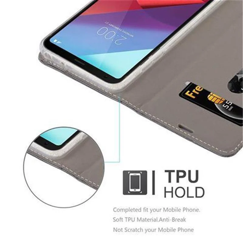 Cadorabo Hülle kompatibel mit LG G6 Schutzhülle mit Magnetverschluss, Standfunktion und Kartenfach