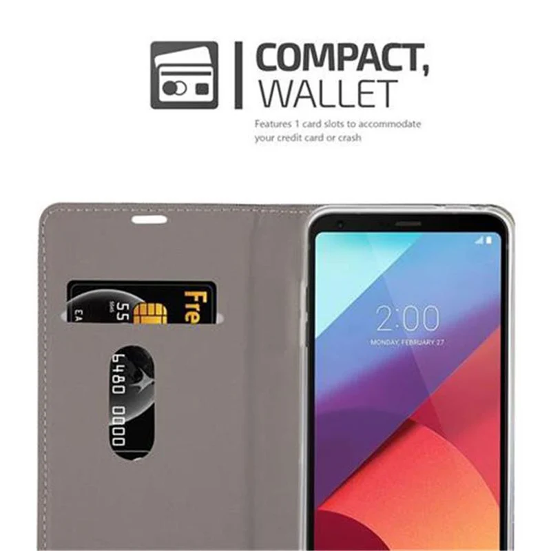 Cadorabo Hülle kompatibel mit LG G6 Schutzhülle mit Magnetverschluss, Standfunktion und Kartenfach
