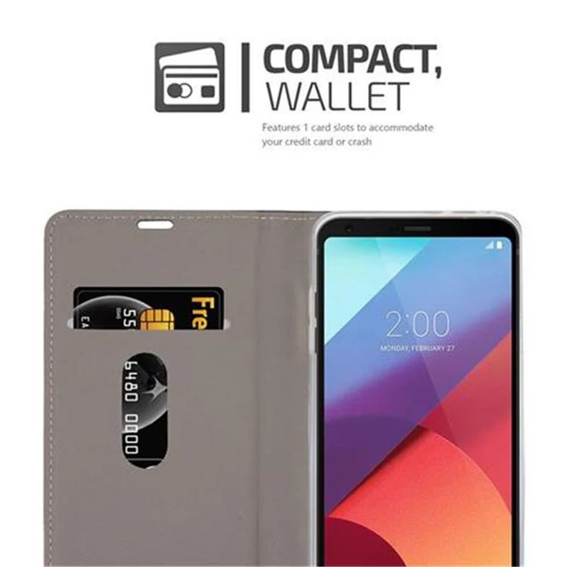 Cadorabo Hülle kompatibel mit LG G6 Schutzhülle mit Magnetverschluss, Standfunktion und Kartenfach