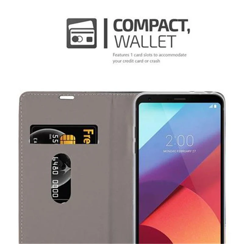 Cadorabo Hülle kompatibel mit LG G6 Schutzhülle mit Magnetverschluss, Standfunktion und Kartenfach