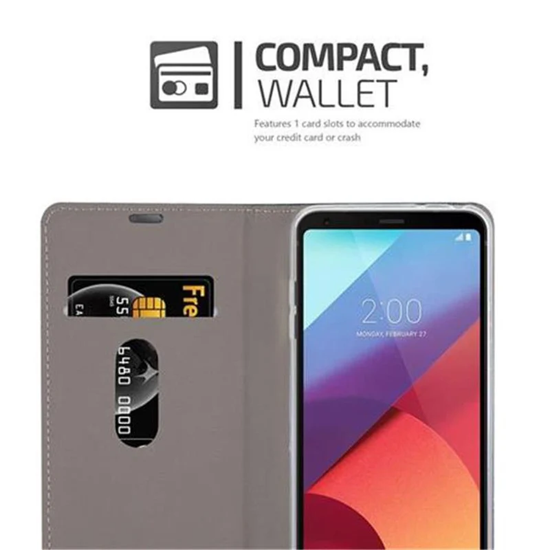 Cadorabo Hülle kompatibel mit LG G6 Schutzhülle mit Magnetverschluss, Standfunktion und Kartenfach
