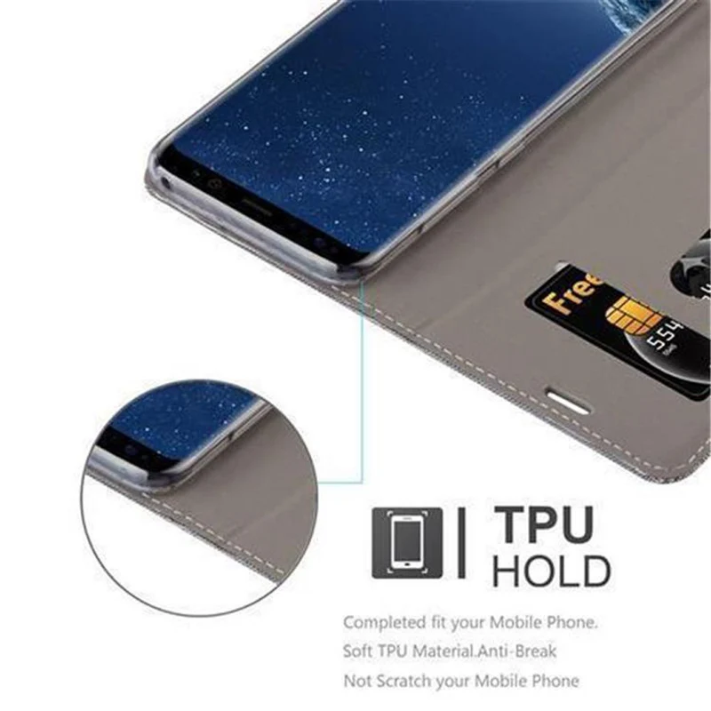 Cadorabo Hülle kompatibel mit Samsung Galaxy S8 Schutzhülle mit Magnetverschluss, Standfunktion und Kartenfach