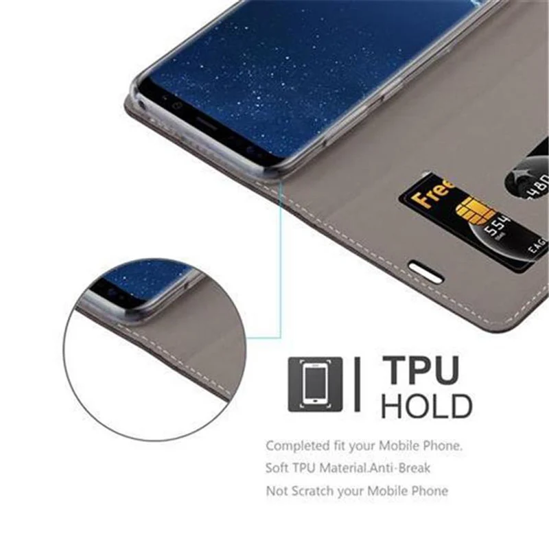 Cadorabo Hülle kompatibel mit Samsung Galaxy S8 Schutzhülle mit Magnetverschluss, Standfunktion und Kartenfach