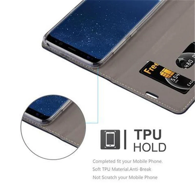 Cadorabo Hülle kompatibel mit Samsung Galaxy S8 Schutzhülle mit Magnetverschluss, Standfunktion und Kartenfach