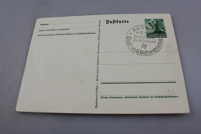 Postkarte 1. Oktober 1938