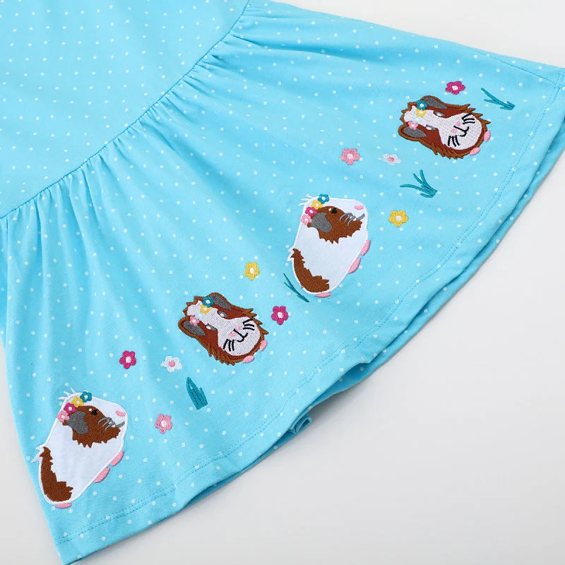 Mädchen Langarmkleid mit fröhlichem Meerschweinchen-Motiv Drune