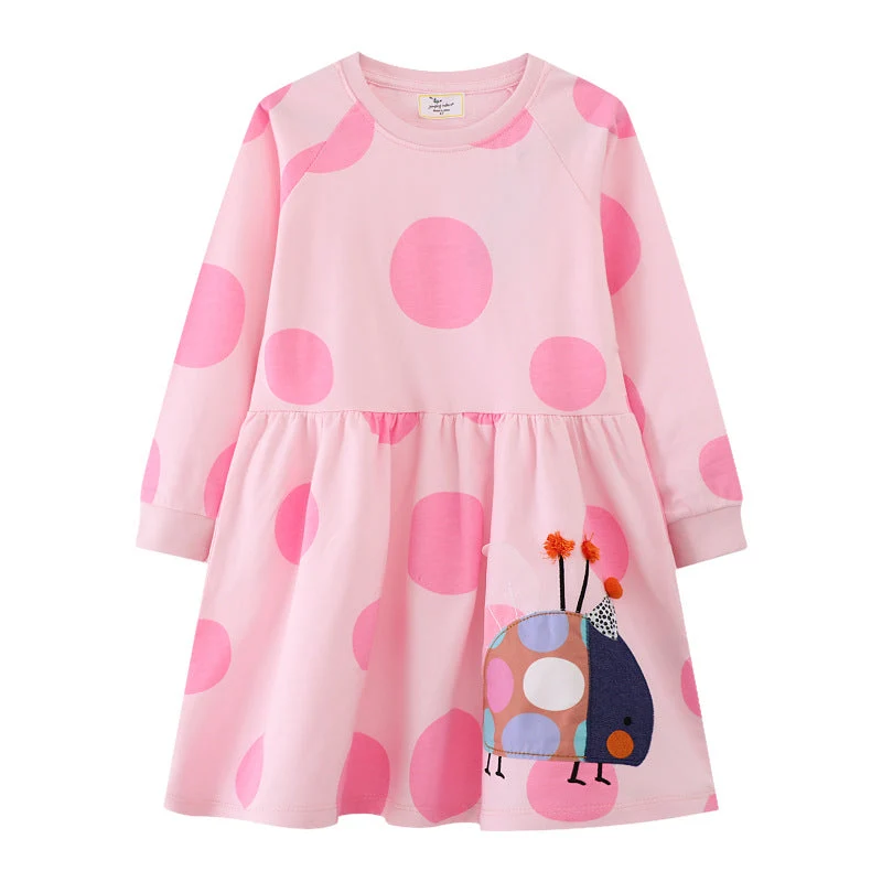Mädchen Langarmkleid mit lustigem Käfermotiv Drune