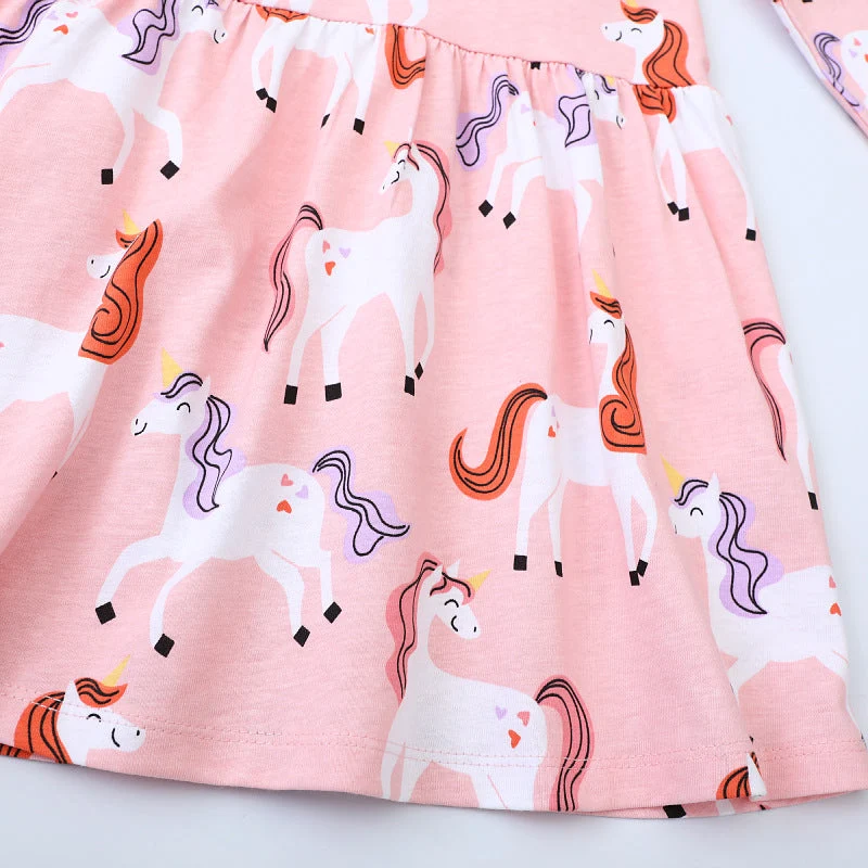 Mädchen Langarmkleid mit fröhlichem Einhorn-Design Drune
