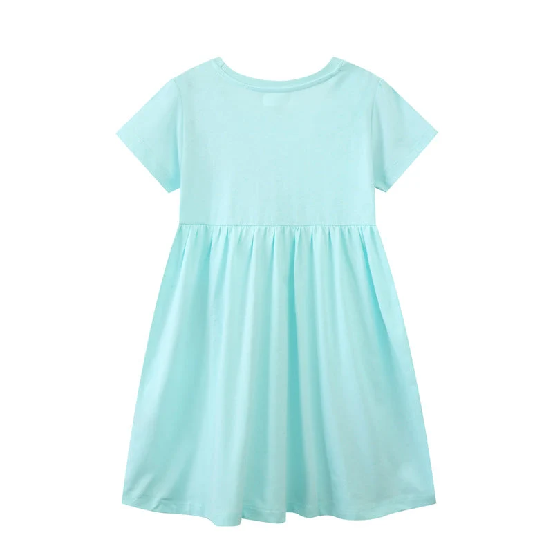 Mädchen Kurzarm-T-Shirt Kleid mit buntem Glitzer-Regenbogen Design Drune