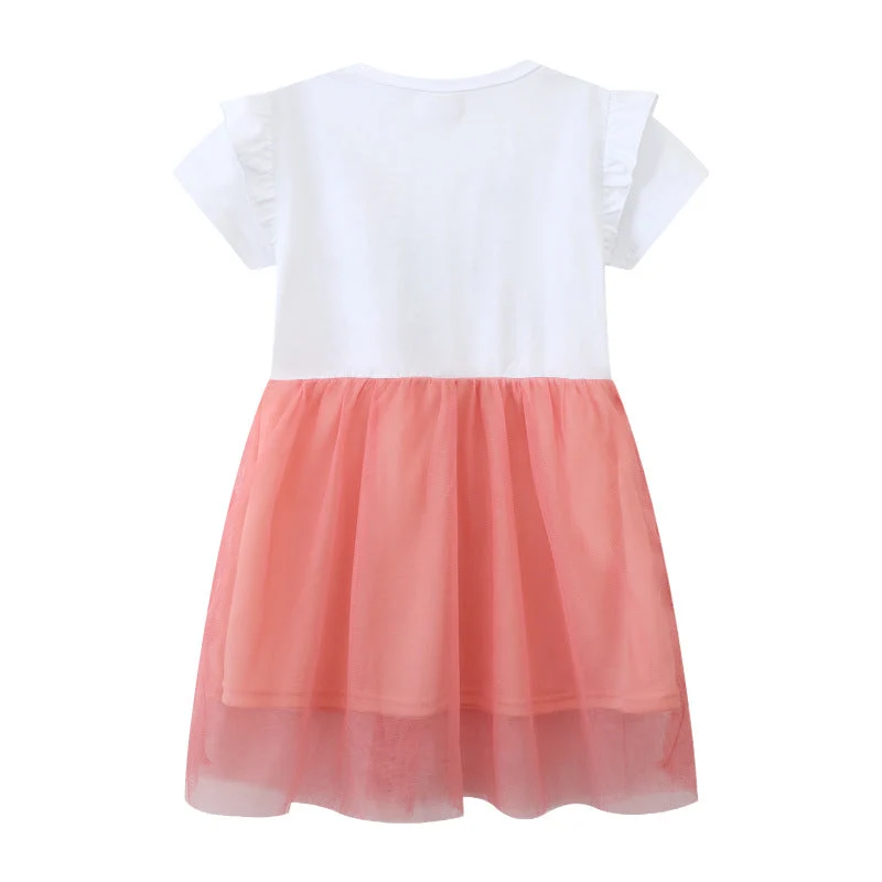 Mädchen Kurzarm Kleid mit floralem Tüllrock Drune