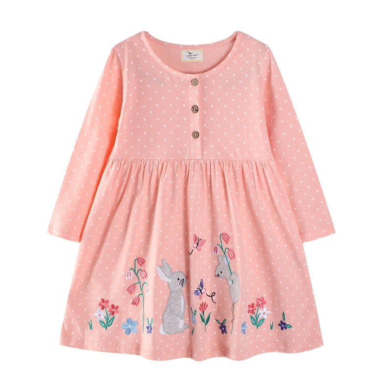 Mädchen Kleid mit niedlichem Hasenmotiv Drune