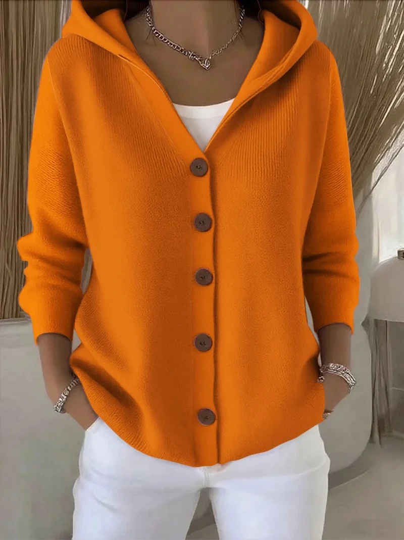 Damen nan Kapuzen-Cardigan mit Knopfleiste und lässiger Oversize-Passform Drune