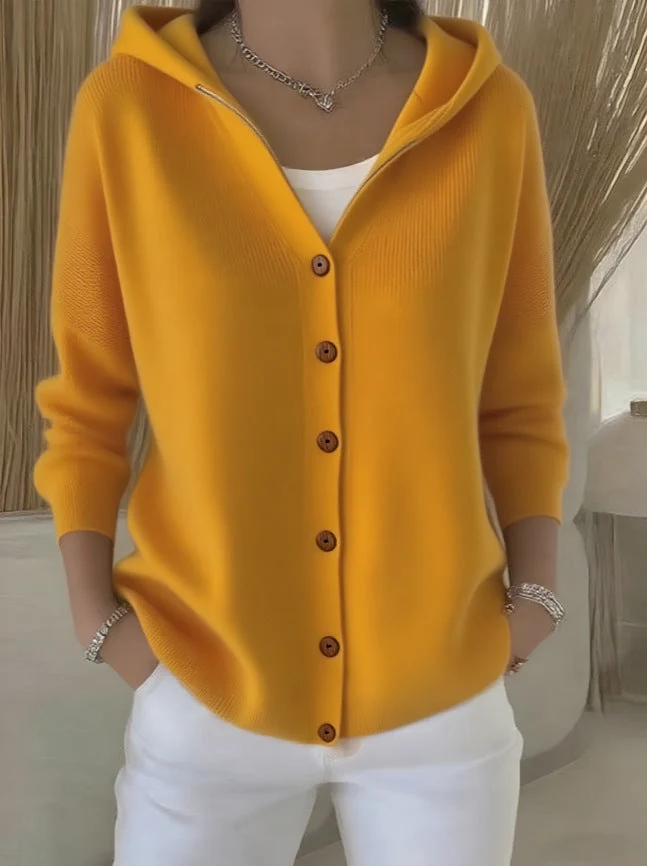 Damen nan Kapuzen-Cardigan mit Knopfleiste und lässiger Oversize-Passform Drune