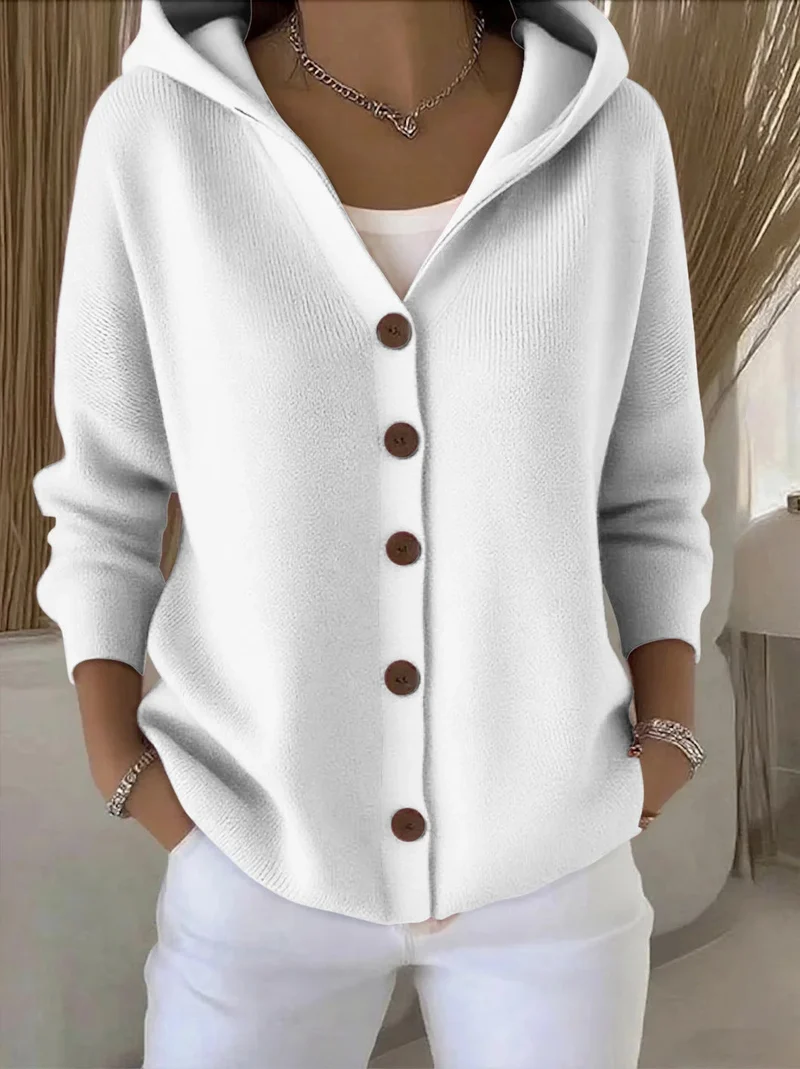 Damen nan Kapuzen-Cardigan mit Knopfleiste und lässiger Oversize-Passform Drune