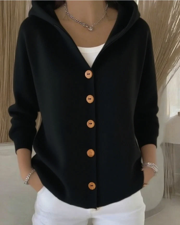 Damen nan Kapuzen-Cardigan mit Knopfleiste und lässiger Oversize-Passform Drune