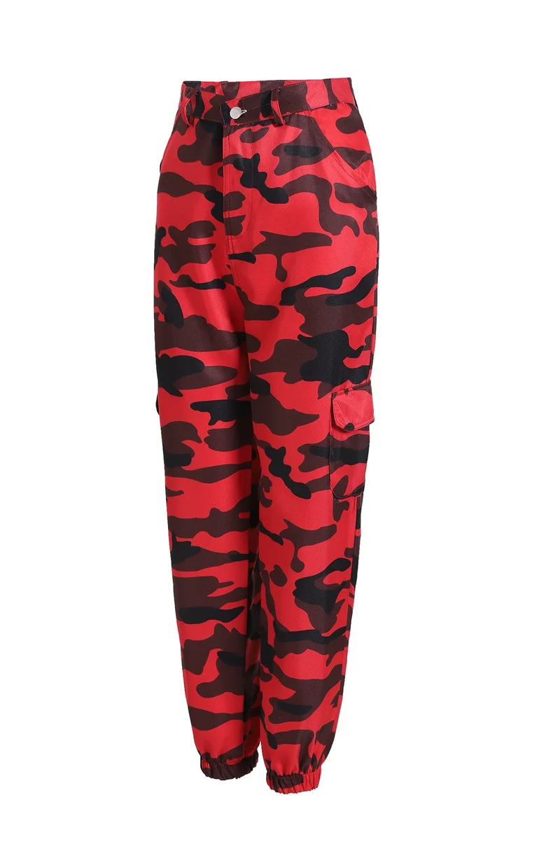Damen nan Cargohose mit urbanem Camouflage-Print und elastischem Bund Drune