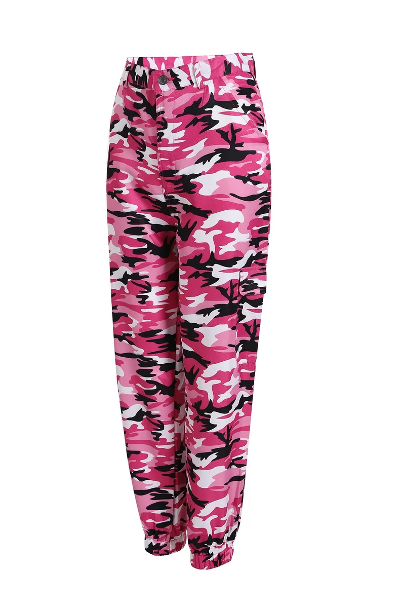 Damen nan Cargohose mit urbanem Camouflage-Print und elastischem Bund Drune