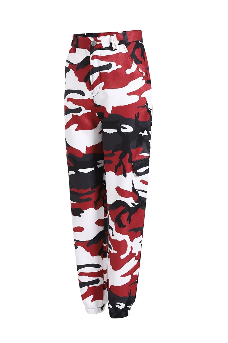 Damen nan Cargohose mit urbanem Camouflage-Print und elastischem Bund Drune