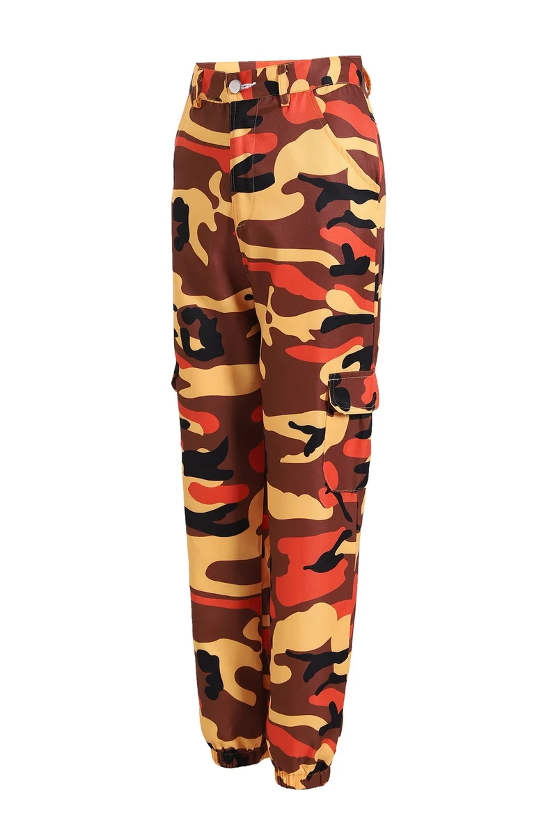 Damen nan Cargohose mit urbanem Camouflage-Print und elastischem Bund Drune